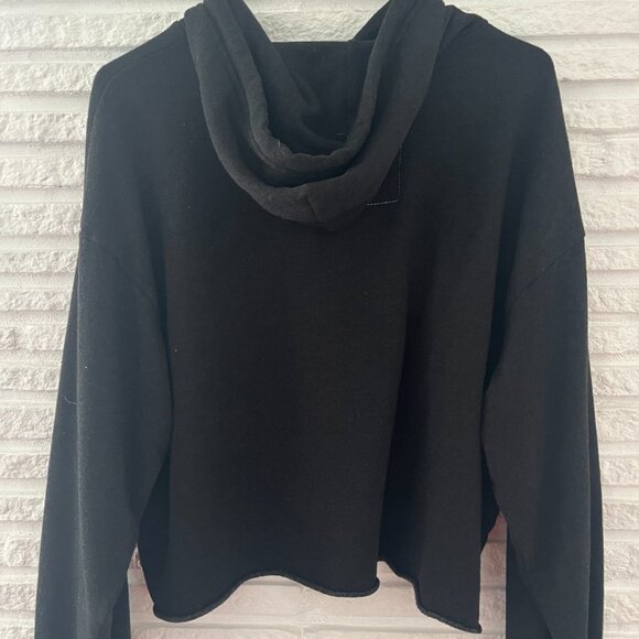 Aviator Nation Smiley 2 Relax Cropped Pullover Hoodie | Sz: Sm | Color: Black - Picture 8 of 10